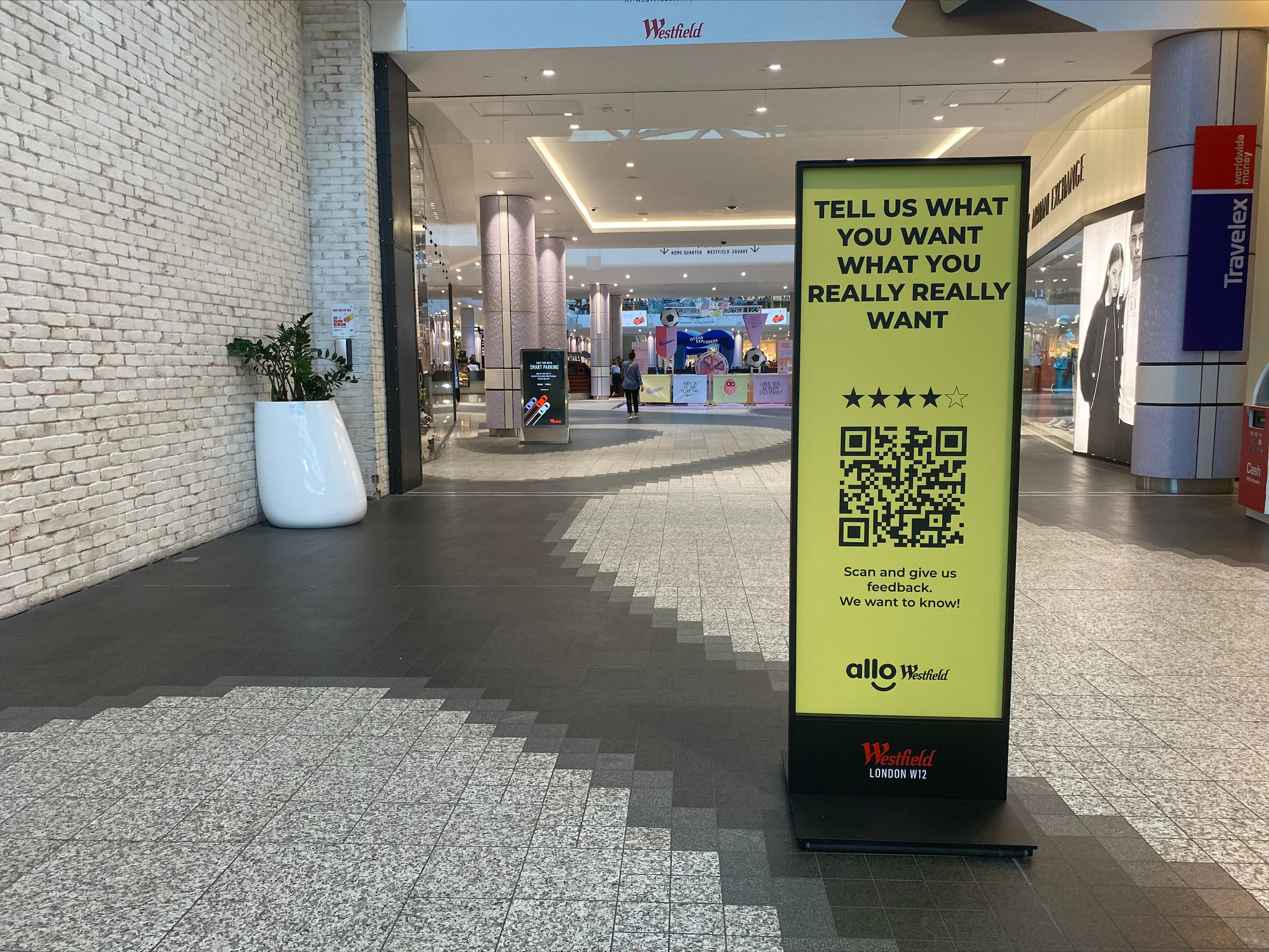 QR Codes for users advertised on a panel in shopping center